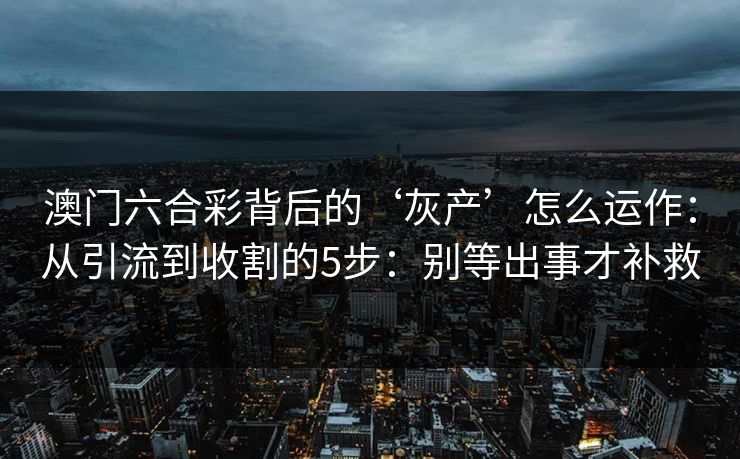 澳门六合彩背后的‘灰产’怎么运作：从引流到收割的5步：别等出事才补救
