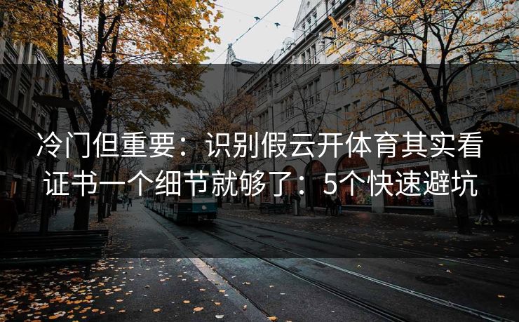 冷门但重要：识别假云开体育其实看证书一个细节就够了：5个快速避坑