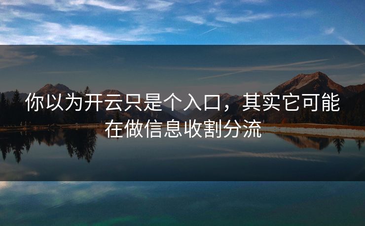 你以为开云只是个入口，其实它可能在做信息收割分流