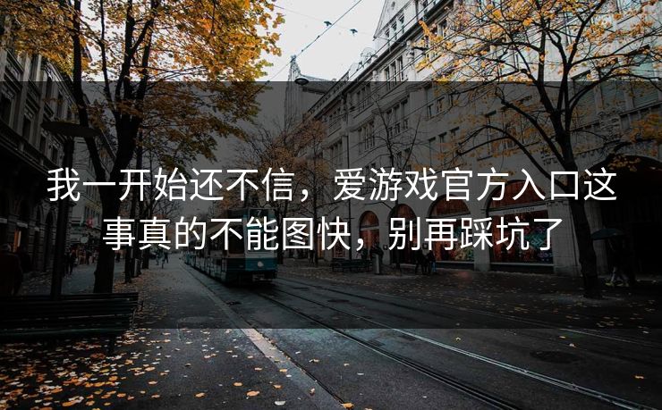 我一开始还不信，爱游戏官方入口这事真的不能图快，别再踩坑了